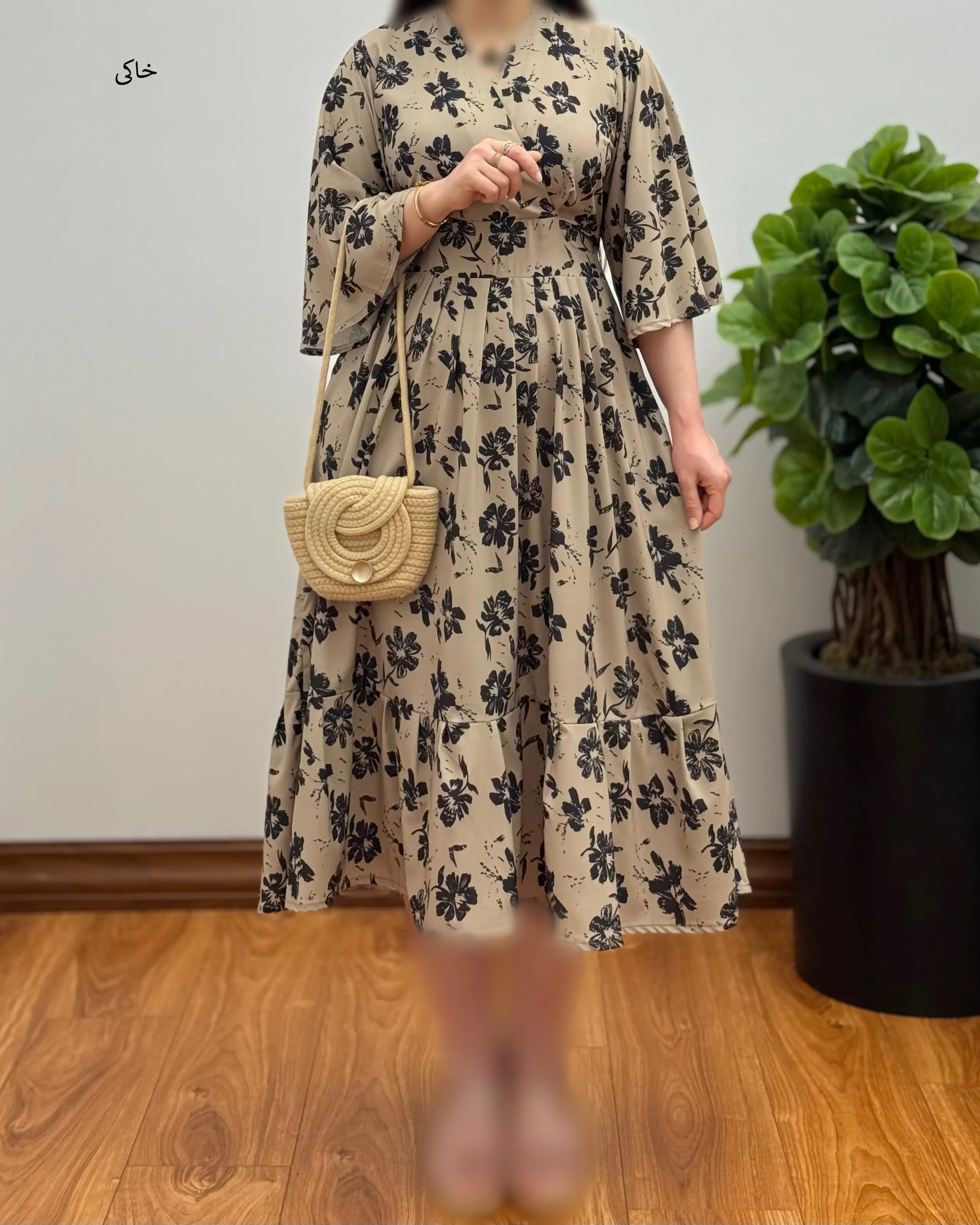 پیراهن دخترانه کرپ فلور آستین فیلی